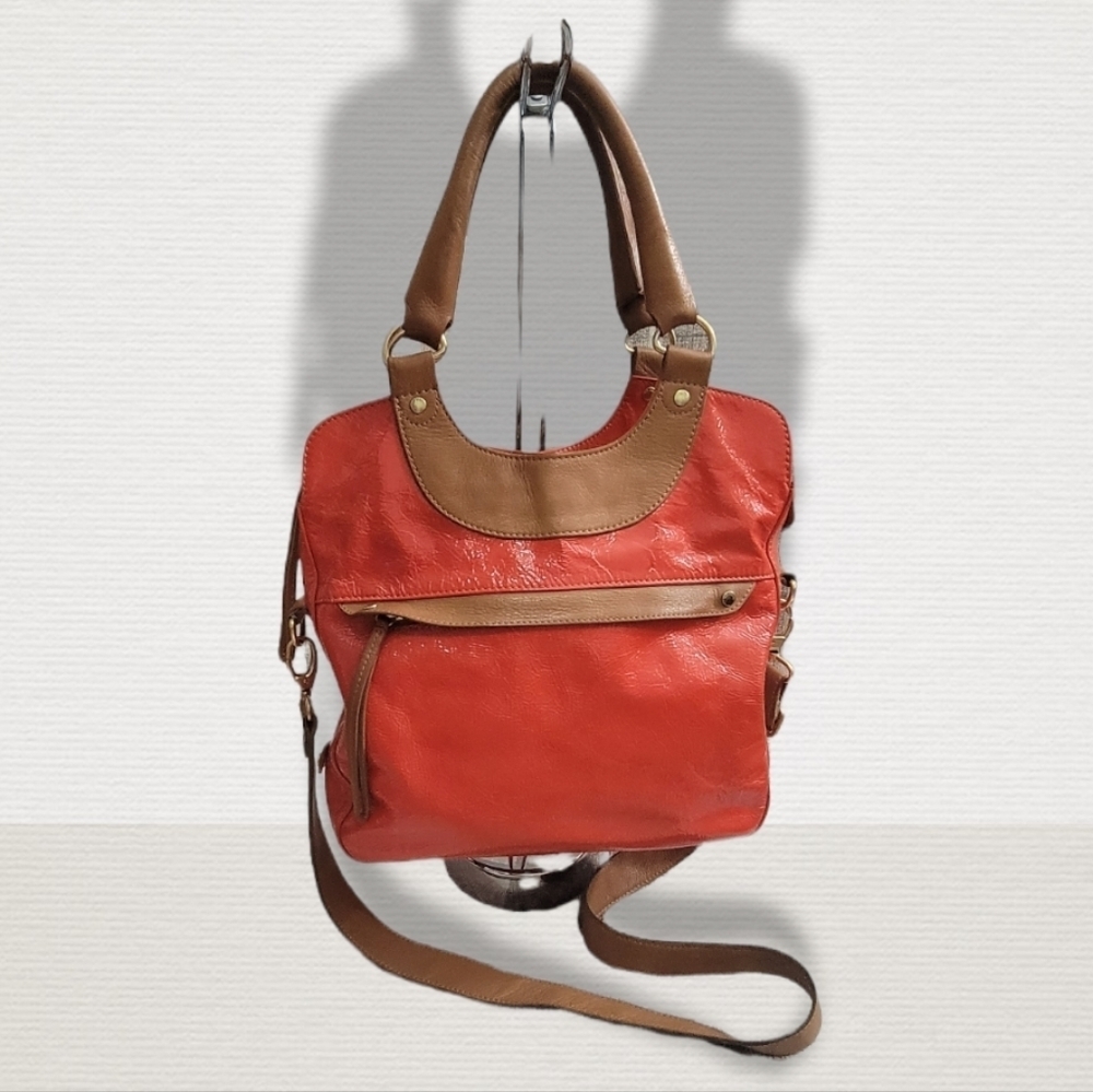 ❤️Ted Baker Patent Burnt Orange Shoulder/Cross Body Bag